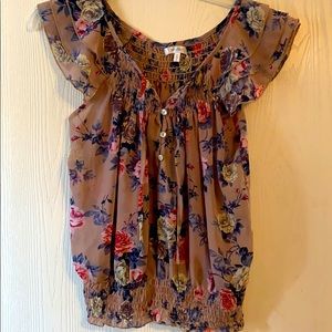 Short sleeve flower blouse!! Cute!!